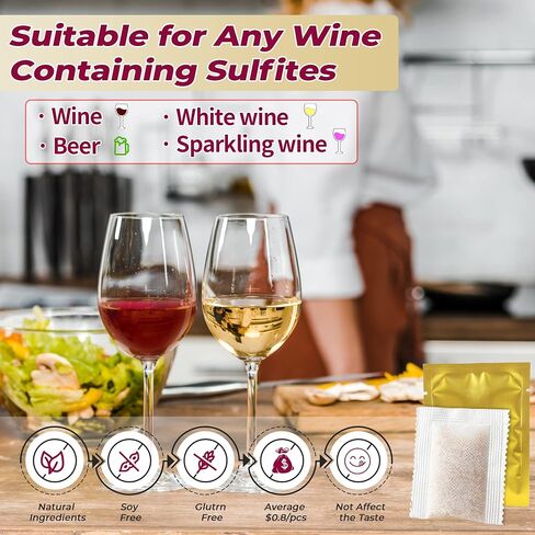 Trobing Wine Filter 24 Bags, Removes Sulfites Histamines and Tannin, No More and Headaches Nausea, Wine Allergy Sensitivity Prevention, All Natural Purifier Filters in Saudi Arabia
