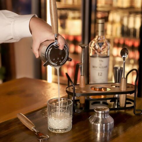 Cocktail Shaker Set with Stand, Mixology Bartender Kit for Drink Mixing | Mixology Set with 7 Bar Set Tools Cocktail Kit in Saudi Arabia