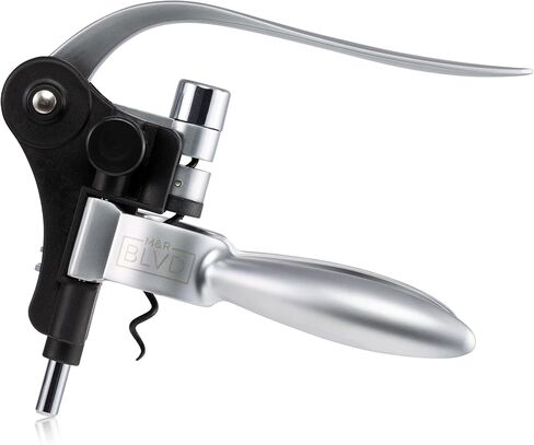 Wine Bottle Opener Set by M&R Blvd. - Professional Grade, Deluxe Screwpull Lever Corkscrew - Extra Spiral, Foil Cutter, Aerator Spout, Wine Stopper - Premium Bar Accessory & Wine Gift Set - Silver in Saudi Arabia