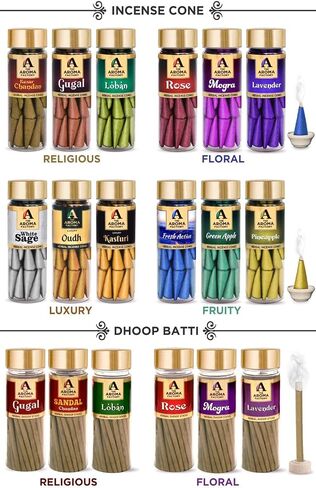 The Aroma Factory Incense Dhoop Cone for Pooja, Fresh Active (100% Herbal & 0% Charcoal) 1 Bottle x 30 Cones in Saudi Arabia