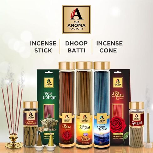 The Aroma Factory Incense Dhoop Cone for Pooja, Fresh Active (100% Herbal & 0% Charcoal) 1 Bottle x 30 Cones in Saudi Arabia