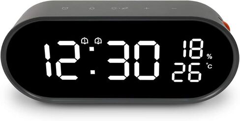 mooas Rolling Pop Mirror Clock, Digital Clock with USB Charging Port, Clear LED Display, Brightness Adjustment, 12/24H Mode, Dual Alarm & Snooze, Temperature & Humidity Display (Dark Gray) in Saudi Arabia