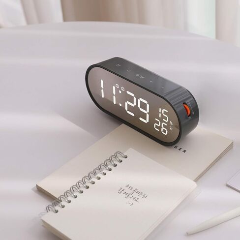 mooas Rolling Pop Mirror Clock, Digital Clock with USB Charging Port, Clear LED Display, Brightness Adjustment, 12/24H Mode, Dual Alarm & Snooze, Temperature & Humidity Display (Dark Gray) in Saudi Arabia