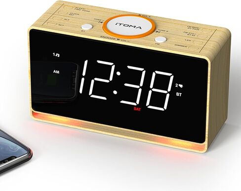 iTOMA Alarm Clock Radio, 1.4" White LED Display Clock with Bluetooth, FM Radio, Dual Alarm, Sleep Timer, Snooze, Auto & Manual Dimmer, USB Charger and Night Light (CKS718W-NA) in Saudi Arabia