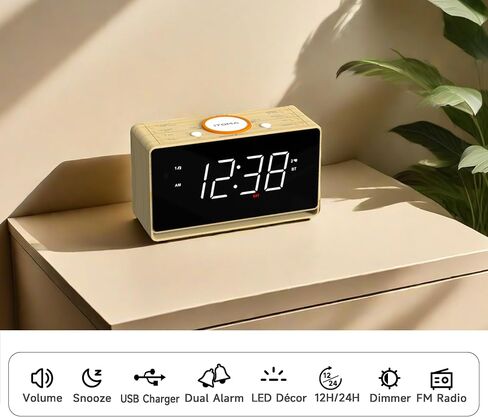 iTOMA Alarm Clock Radio, 1.4" White LED Display Clock with Bluetooth, FM Radio, Dual Alarm, Sleep Timer, Snooze, Auto & Manual Dimmer, USB Charger and Night Light (CKS718W-NA) in Saudi Arabia