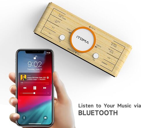 iTOMA Alarm Clock Radio, 1.4" White LED Display Clock with Bluetooth, FM Radio, Dual Alarm, Sleep Timer, Snooze, Auto & Manual Dimmer, USB Charger and Night Light (CKS718W-NA) in Saudi Arabia