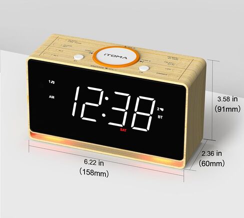 iTOMA Alarm Clock Radio, 1.4" White LED Display Clock with Bluetooth, FM Radio, Dual Alarm, Sleep Timer, Snooze, Auto & Manual Dimmer, USB Charger and Night Light (CKS718W-NA) in Saudi Arabia