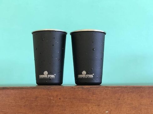 #1 أكواب فاخرة من الفولاذ المقاوم للصدأ بسعة 16 أونصة/475 مل كوب نصف لتر (4 عبوات) من Greens Steel - أكواب معدنية ممتازة - كوب متين قابل للتكديس in Kuwait