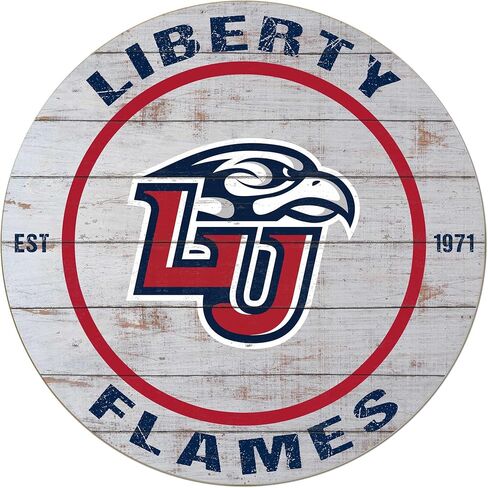 Liberty Flames Weathered Circle Sign, 20x20 Inches, Flames Decor for Dorm Room, Fan Cave, Living Room; Display Your Team Spirit with This Liberty Flames Wall Art in Saudi Arabia