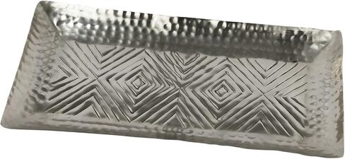 Creative Co-Op Aluminum Geometric Design, Antique Silver Finish Decorative Tray in Saudi Arabia