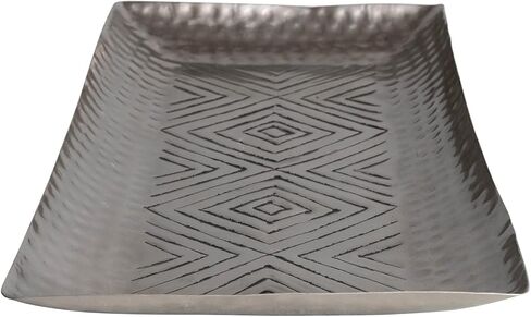 Creative Co-Op Aluminum Geometric Design, Antique Silver Finish Decorative Tray in Saudi Arabia