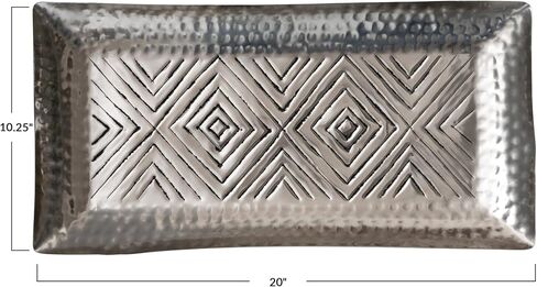 Creative Co-Op Aluminum Geometric Design, Antique Silver Finish Decorative Tray in Saudi Arabia