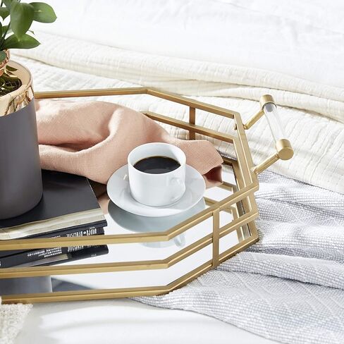 Deco 79 CosmoLiving by Cosmopolitan Metal Mirrored Tray, 27" x 16" x 6", Gold in Saudi Arabia