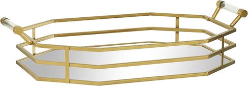 Deco 79 CosmoLiving by Cosmopolitan Metal Mirrored Tray, 27" x 16" x 6", Gold in Saudi Arabia