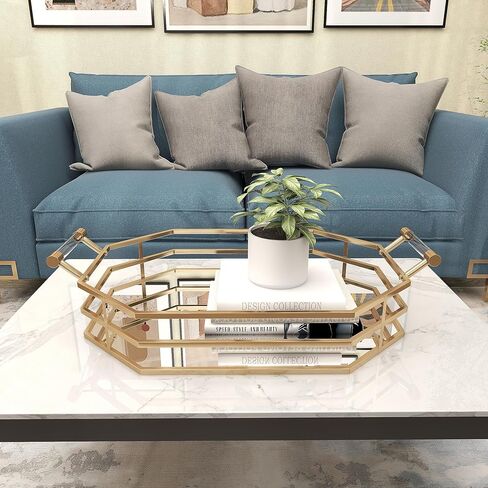 Deco 79 CosmoLiving by Cosmopolitan Metal Mirrored Tray, 27" x 16" x 6", Gold in Saudi Arabia