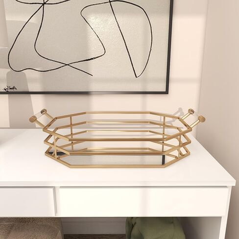 Deco 79 CosmoLiving by Cosmopolitan Metal Mirrored Tray, 27" x 16" x 6", Gold in Saudi Arabia