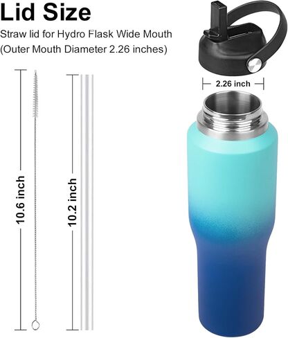 Straw Lid for Water Bottle Insulated Wide Mouth, Flex Straw Lid Compatibility Most Sports Water Bottle 12 16 18 20 32 40 64 oz, Straw Lids for Simple Modern Ascent Water Bottle in Saudi Arabia