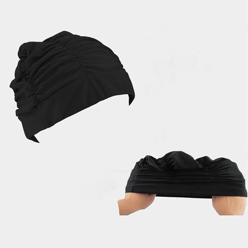 Pleated Swimming Cap Long Short Hair Swim Hat Beach Surfing Cap Elastic Shower Cap Turban Ears Protection Cap for Men Women in Saudi Arabia