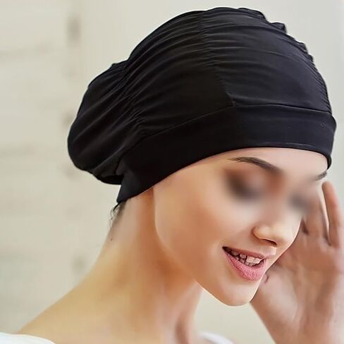 Pleated Swimming Cap Long Short Hair Swim Hat Beach Surfing Cap Elastic Shower Cap Turban Ears Protection Cap for Men Women in Saudi Arabia