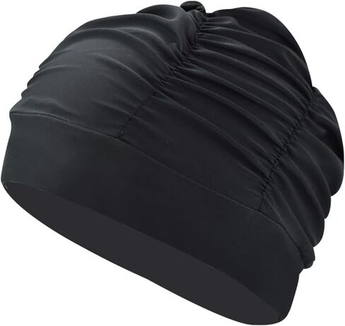 Pleated Swimming Cap Long Short Hair Swim Hat Beach Surfing Cap Elastic Shower Cap Turban Ears Protection Cap for Men Women in Saudi Arabia