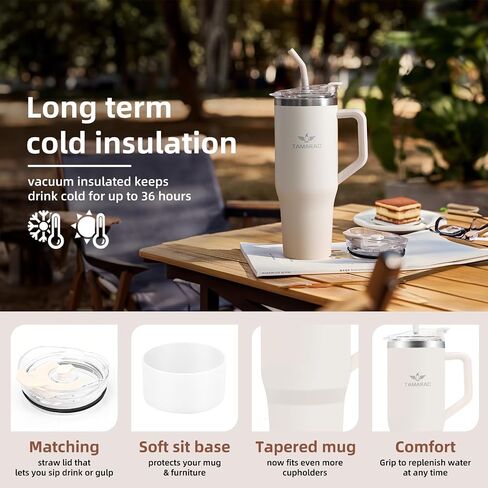 Tamarac 40 oz Tumbler With Handle and Straw Lid Double Wall Vacuum Reusable Stainless Steel Insulated Water Bottle Travel Mug Cup Gifts for Women Men in Saudi Arabia