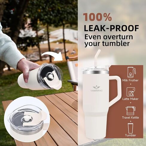 Tamarac 40 oz Tumbler With Handle and Straw Lid Double Wall Vacuum Reusable Stainless Steel Insulated Water Bottle Travel Mug Cup Gifts for Women Men in Saudi Arabia