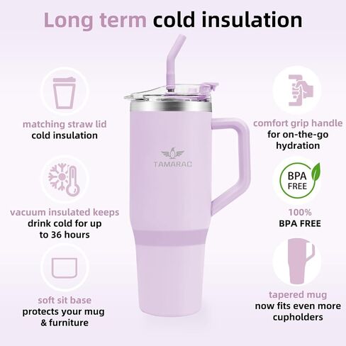 Tamarac 40 oz Tumbler With Handle and Straw Lid Double Wall Vacuum Reusable Stainless Steel Insulated Water Bottle Travel Mug Cup Gifts for Women Men in Saudi Arabia