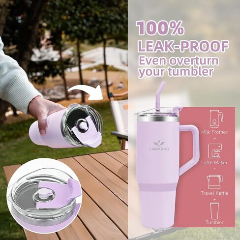 Tamarac 40 oz Tumbler With Handle and Straw Lid Double Wall Vacuum Reusable Stainless Steel Insulated Water Bottle Travel Mug Cup Gifts for Women Men in Saudi Arabia