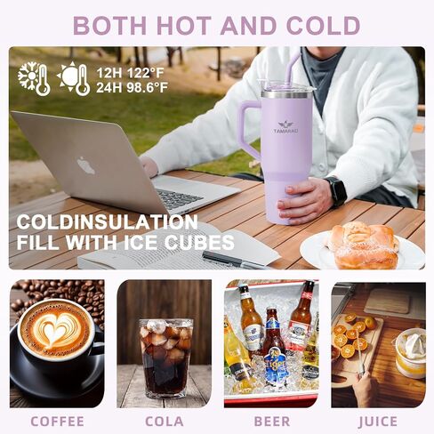Tamarac 40 oz Tumbler With Handle and Straw Lid Double Wall Vacuum Reusable Stainless Steel Insulated Water Bottle Travel Mug Cup Gifts for Women Men in Saudi Arabia