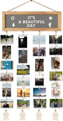 Collage Picture Frames for Wall, Multiple Polaroid Picture Display Felt Letter Board with 270 Letters and 30 Clips, Unique DIY Family Picture Frames Collage for Birthday Graduation Back to School in Saudi Arabia