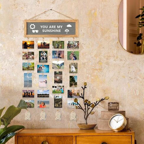 Collage Picture Frames for Wall, Multiple Polaroid Picture Display Felt Letter Board with 270 Letters and 30 Clips, Unique DIY Family Picture Frames Collage for Birthday Graduation Back to School in Saudi Arabia