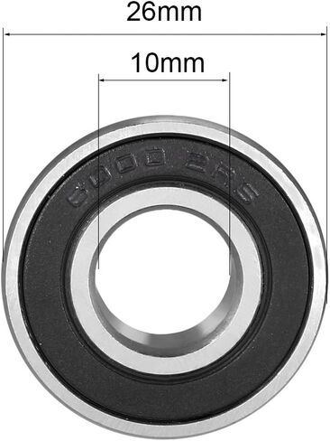 uxcell 6000-2RS Deep Groove Ball Bearing Double Sealed 180100, 10mmx26mmx8mm Chrome Steel Bearings, 1-Pack in Saudi Arabia