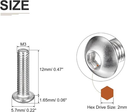 M4-0.7x8mm مسامير غطاء مقبس رأس الزر - 80 حزمة - جيدة للآلة - 304 الفولاذ المقاوم للصدأ 18/8 - مثبتات سداسية كاملة الخيط in Saudi Arabia