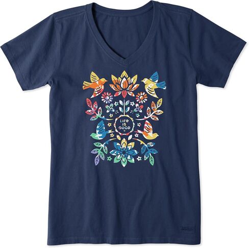 Life is Good Women's Crusher-Lite T, Short Sleeve Cotton Graphic Tee Shirt, Folk Art Garden Tie Dye in Saudi Arabia