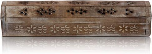 Wooden Incense Stick & Cone Burner Holder Coffin with Storage Compartment Organic Eco Friendly Ash Catcher Agarbatti Holder Rustic Style for Meditation Yoga Aromatherapy Home Fragrance Products in Kuwait