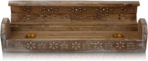Wooden Incense Stick & Cone Burner Holder Coffin with Storage Compartment Organic Eco Friendly Ash Catcher Agarbatti Holder Rustic Style for Meditation Yoga Aromatherapy Home Fragrance Products in Kuwait