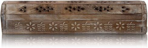 Wooden Incense Stick & Cone Burner Holder Coffin with Storage Compartment Organic Eco Friendly Ash Catcher Agarbatti Holder Rustic Style for Meditation Yoga Aromatherapy Home Fragrance Products in Kuwait