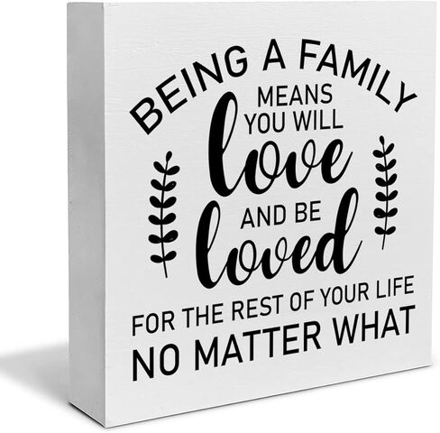 Family Quote Decorative Wooden Box Sign Being a Family Means You Will Love and be Loved Wood Block Plaque Decor Rustic Shelf or Wall Display for Home Living Room Bedroom in Saudi Arabia