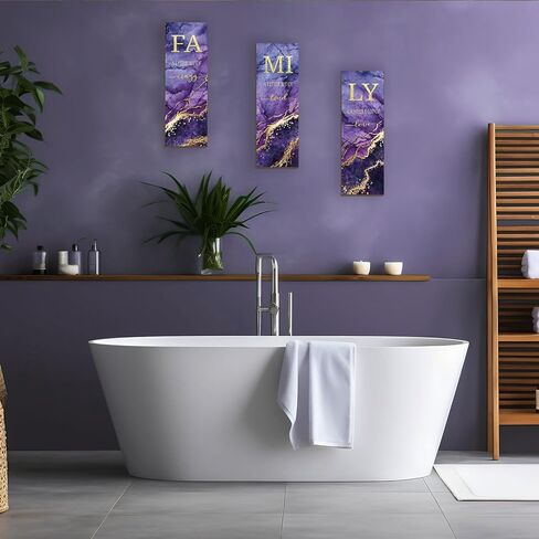 3 PCS Blue Gold Bathroom Decor Family Wall Signs Blue And Gold Wooden Wall Art Inspirational a Little Bit of Crazy Loud Love Rustic Wall Decor for Living Bathroom Bedroom(Blue Gold 12x4") in Saudi Arabia