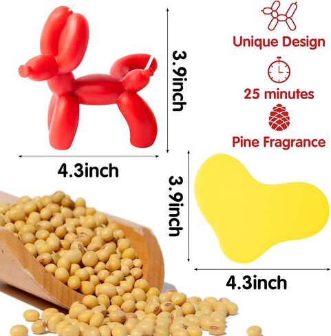 بالون التبول على شكل كلب شمعة حمراء معطرة مع لوحة أكريليك غير تقليدي هدية مصنوعة يدويًا ديكور منزلي جمالي طبيعي شمعة شمع الصويا الطبيعية رائحة الصنوبر الروائح لغرفة النوم 3.9 × 4.3 بوصة in Kuwait
