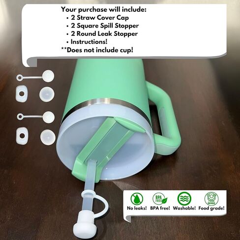 Stanley Cup Leak Stopper Set of 3,for Stanley Cup H1.0/H2.0 40oz/30oz, Stanley Accessories, Stanley Toppers, 2 Stanley Straw Topper, 2 Square Spill Stopper and 2 Round Leak Stopper in Saudi Arabia