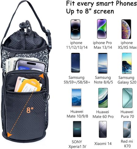 Water Bottle Holder with Strap 64oz Water Bottle Carrier Bag with Phone Pocket - Crossbody Water Bottle Bag - Water Bottle Pouch for gallon water bottle in Saudi Arabia