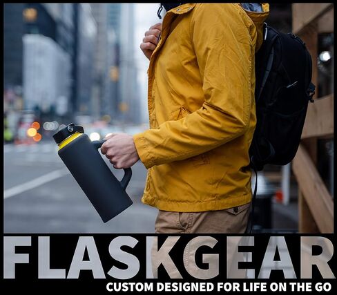 Grab & Go Handle Silicone Sleeve Cover Compatible with Hydro Flask, ThermoFlask, Takeya, Simple Modern & Other 40oz Insulated Water Bottles (Dark Grey, 40oz) in Saudi Arabia
