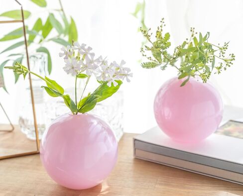 Bud vase Set of 2, Ball Shape vase, Clear vase, Gift, Room Deco, Small Vintage vase for Living Room, Dinning Table, Bedroom, Centerpieces, Entryway, Office, Wedding, Table, Shelf in Saudi Arabia