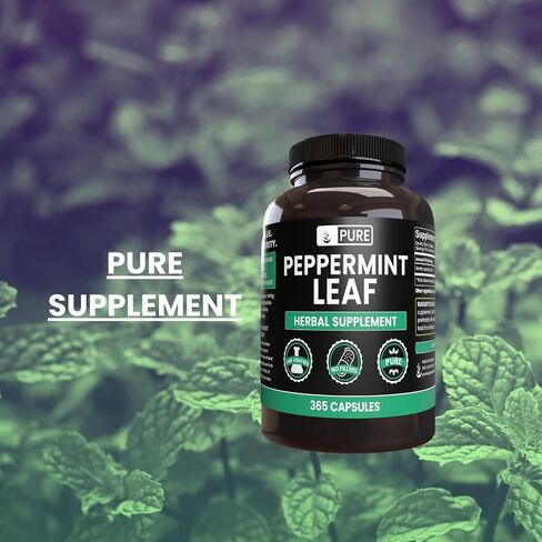 PURE ORIGINAL INGREDIENTS Peppermint Leaf (365 Capsules) No Magnesium Or Rice Fillers, Always Pure, Lab Verified in Saudi Arabia