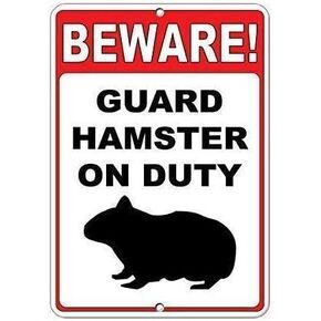 تحذير علامة القصدير المعدنية احذر! علامة حراسة الهامستر على الواجب، علامة قصدير معدنية عتيقة، لوحة حديدية لديكور المزرعة العائلية، مقاس 8 × 12 بوصة in Kuwait