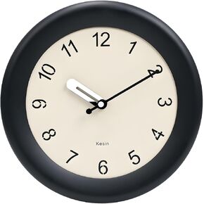 Wooden Wall Clocks 12 Inch Silent Non Ticking Wall Clocks Battery Operated - Wood White Modern Office Simple Minimalist Clocks Decorative for Kitchen, Home,Bedroom, Office, Home, Living Room
