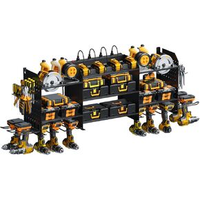 Upgrade Large Power Tool Organizer Wall Mount with Charging Station Tool Storage Rack with 6.5FT Power Strip 10 Drill Holder and Storage Rack for Garage Organization