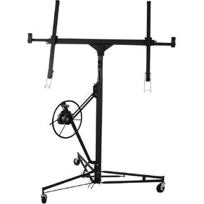 11FT لوحة رفع الحوائط الجافة رافعة لوحة الحائط الجافة، رفع الحوائط الجافة 150 رطل رافع عالي التحمل للصفائح الصخرية، أدوات البناء مع ذراع تلسكوبي قابل للتعديل و3 عجلات قابلة للقفل (أحمر عتيق) in Kuwait