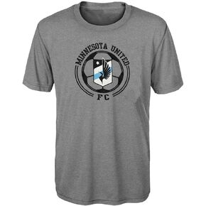 Outerstuff Minnesota United FC Boys Size 4-16 Team Wordmark Performance T-Shirt, Grey